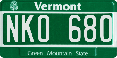 VT license plate NKO680