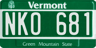 VT license plate NKO681
