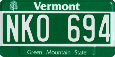 VT license plate NKO694