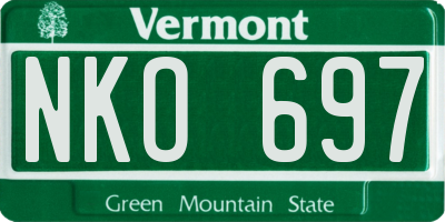 VT license plate NKO697