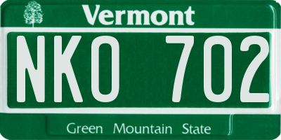 VT license plate NKO702