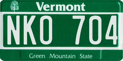 VT license plate NKO704