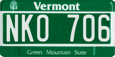 VT license plate NKO706