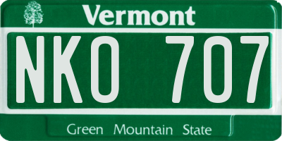 VT license plate NKO707
