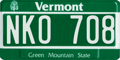 VT license plate NKO708