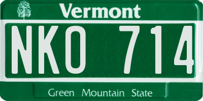 VT license plate NKO714