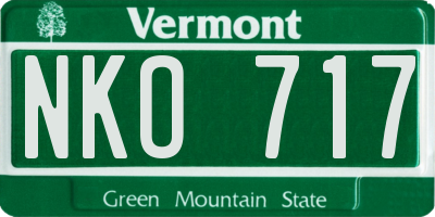 VT license plate NKO717