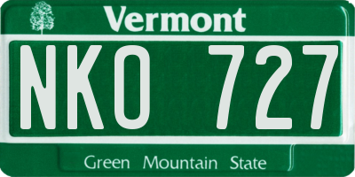 VT license plate NKO727