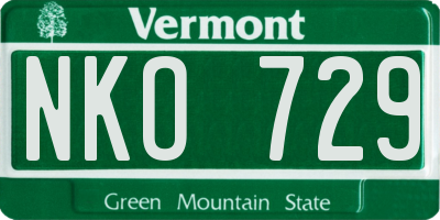 VT license plate NKO729