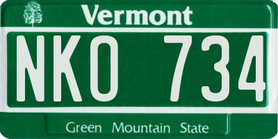 VT license plate NKO734