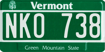 VT license plate NKO738