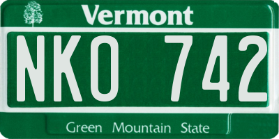 VT license plate NKO742