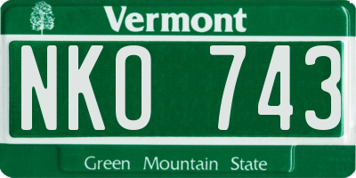VT license plate NKO743