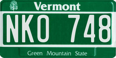 VT license plate NKO748