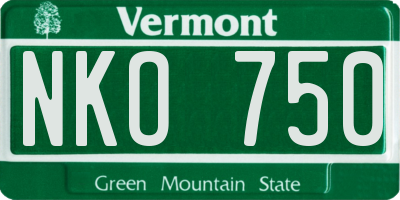 VT license plate NKO750