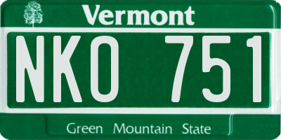 VT license plate NKO751