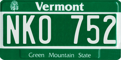 VT license plate NKO752