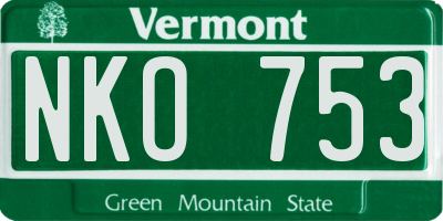 VT license plate NKO753