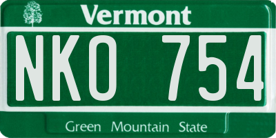 VT license plate NKO754