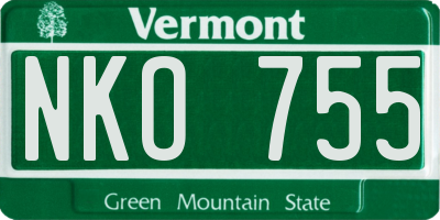 VT license plate NKO755
