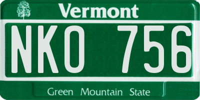 VT license plate NKO756