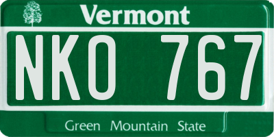VT license plate NKO767