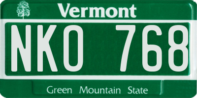 VT license plate NKO768