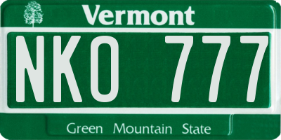 VT license plate NKO777