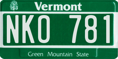 VT license plate NKO781