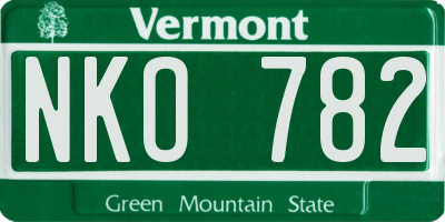 VT license plate NKO782