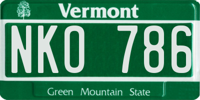 VT license plate NKO786