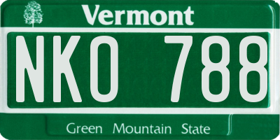VT license plate NKO788
