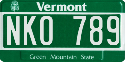 VT license plate NKO789