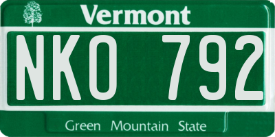 VT license plate NKO792