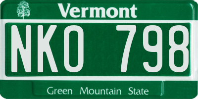 VT license plate NKO798