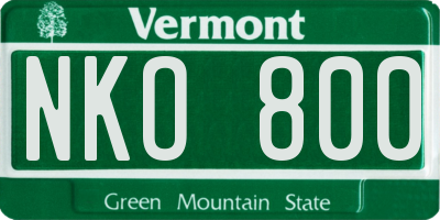 VT license plate NKO800