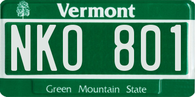 VT license plate NKO801