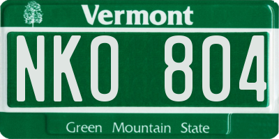VT license plate NKO804