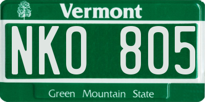 VT license plate NKO805