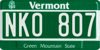 VT license plate NKO807