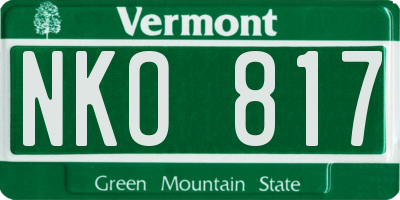 VT license plate NKO817
