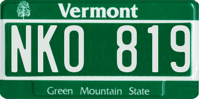 VT license plate NKO819