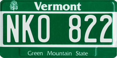 VT license plate NKO822
