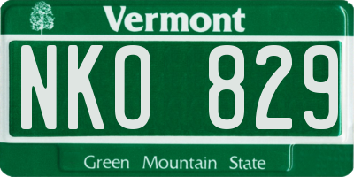 VT license plate NKO829