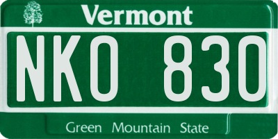 VT license plate NKO830