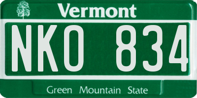 VT license plate NKO834