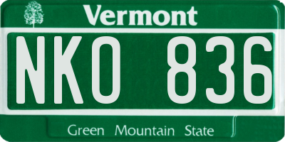 VT license plate NKO836