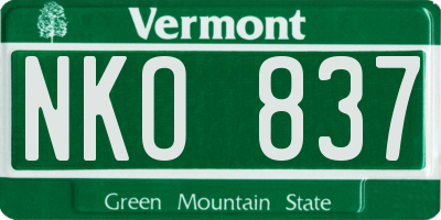 VT license plate NKO837