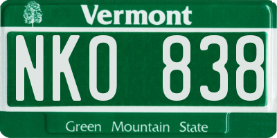 VT license plate NKO838
