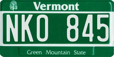 VT license plate NKO845